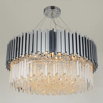 

Modern crystal chandelier lighting in the living room chrome round led chandeliers for dinning room silver kitchen hanging lamp