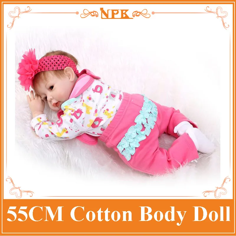 

22Inch 55 cm Silicone Vinyl Reborn Baby Dolls In Rose Color Clothes Lifelike Reborn Dolls Babies Bebe Boneca Best Christmas Gift