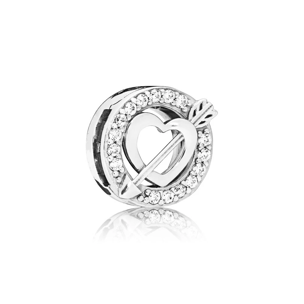

925 Sterling Silver Bead Reflexions Asymmetric Heart And Arrow Clip Charm Fit Original Women Pandora Bracelet Bangle DIY Jewelry