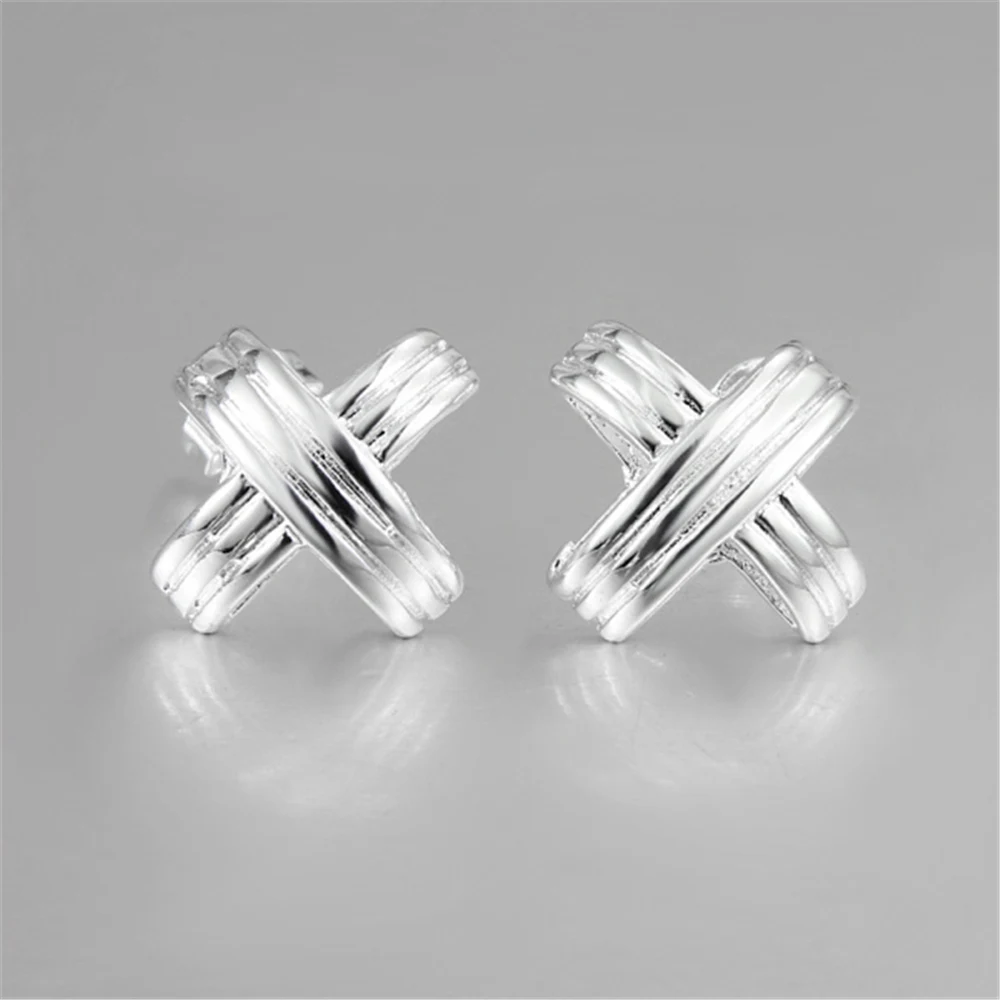 wholesale 2016 Hot sale High Quality X shaped Stud Earrings 925
