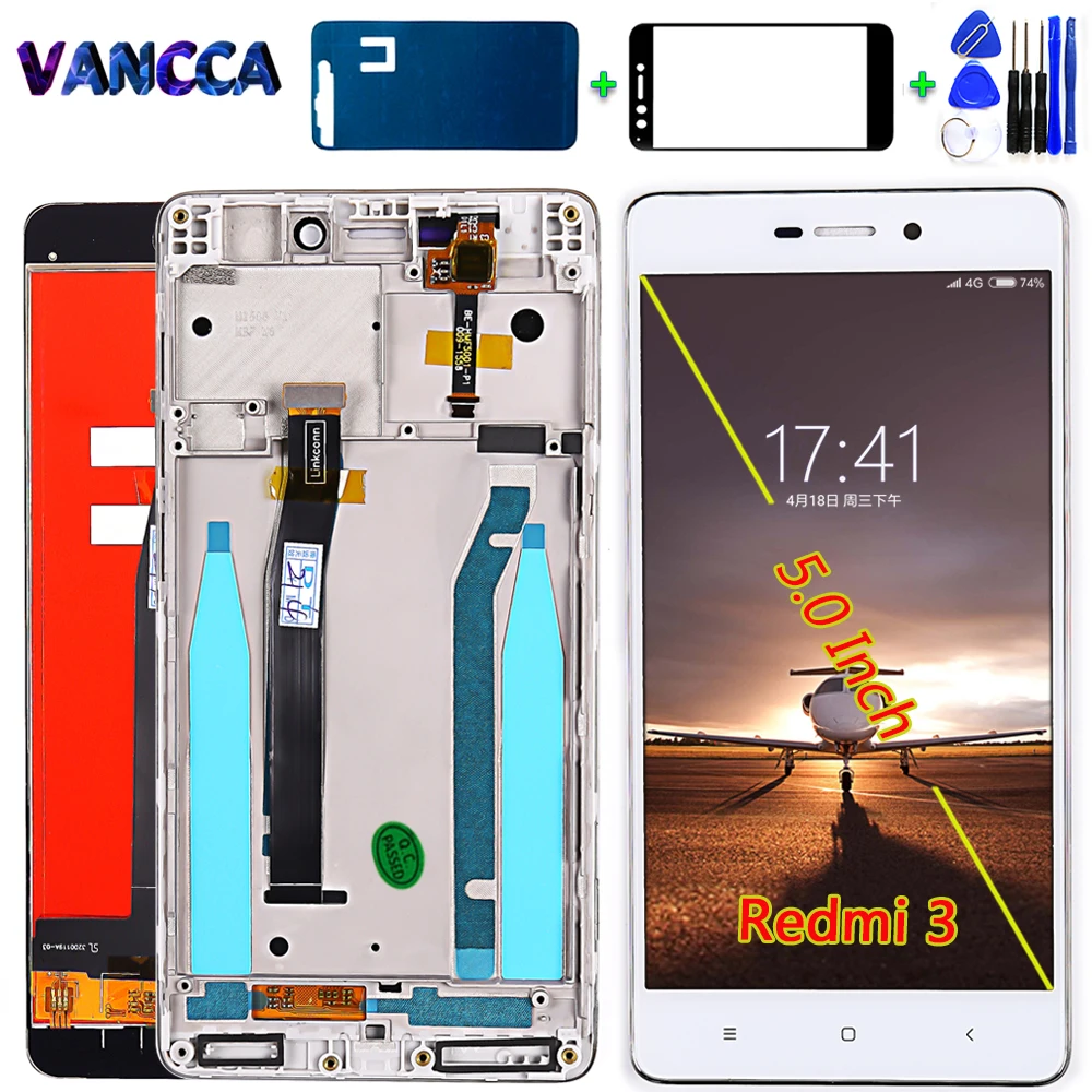 

100% Tested LCD Display For Xiaomi Redmi 3S 5.0 inch Touch screen Digitizer Assembly For Xiaomi Redmi 3 / Redmi 3X Frame Tools