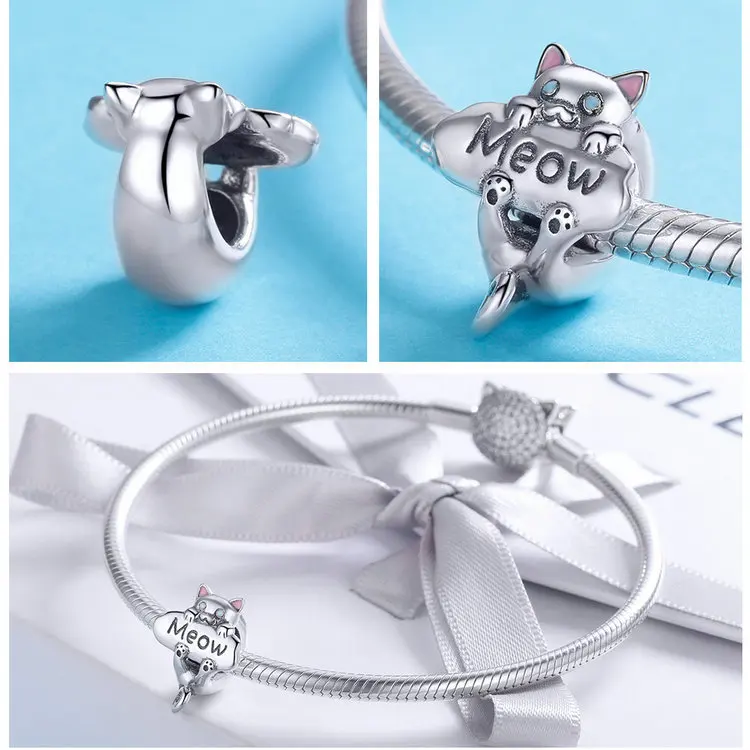 S925 серебро fit Pandora браслет морские очки Маргаритка Русалка Звезда бусины 925 Синий Циркон эмаль Снеговик кошка птица подвеска