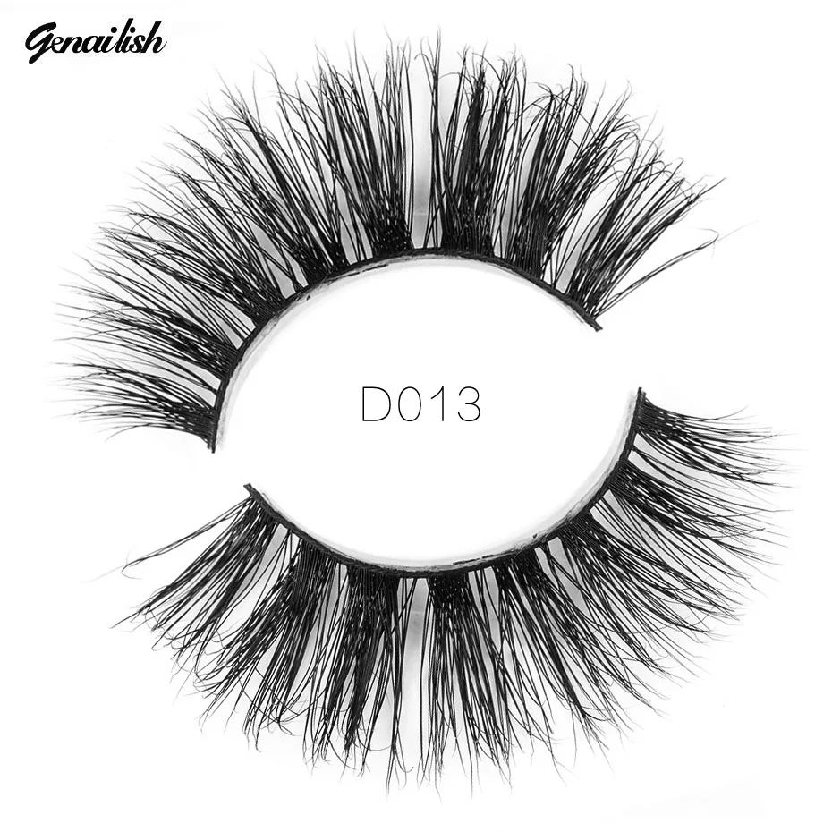 

Genailish Mink Lashes 3D Mink False Eyelashes Natutal Long Mink Eyelashes Full Strip Eyelash 1 pair Round Packaging D809