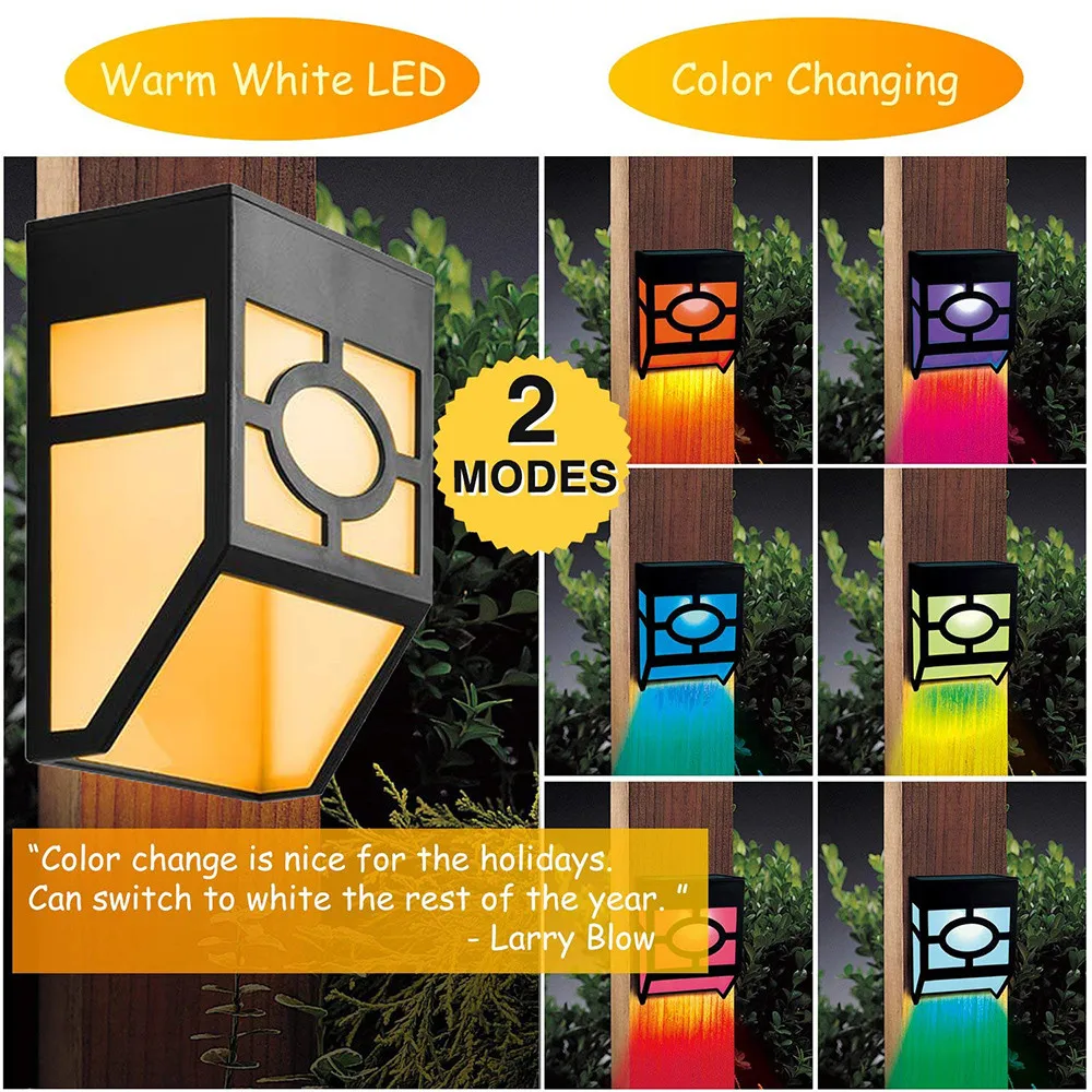 

2 Modes LED Wall Lamp Solar Fence Post Lights Outdoor Deck Lighting Wall Mount Decorative Outdoor Lighting lampe solaire jardin