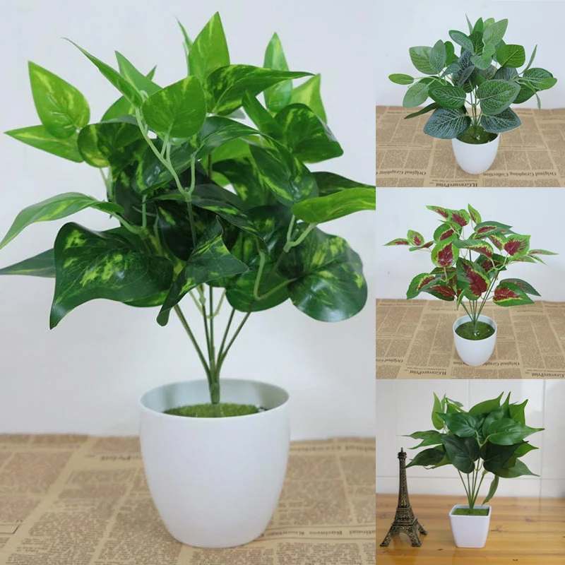 Creative Plastic Green Plants Leaves Branch Eco Friendly Home Table