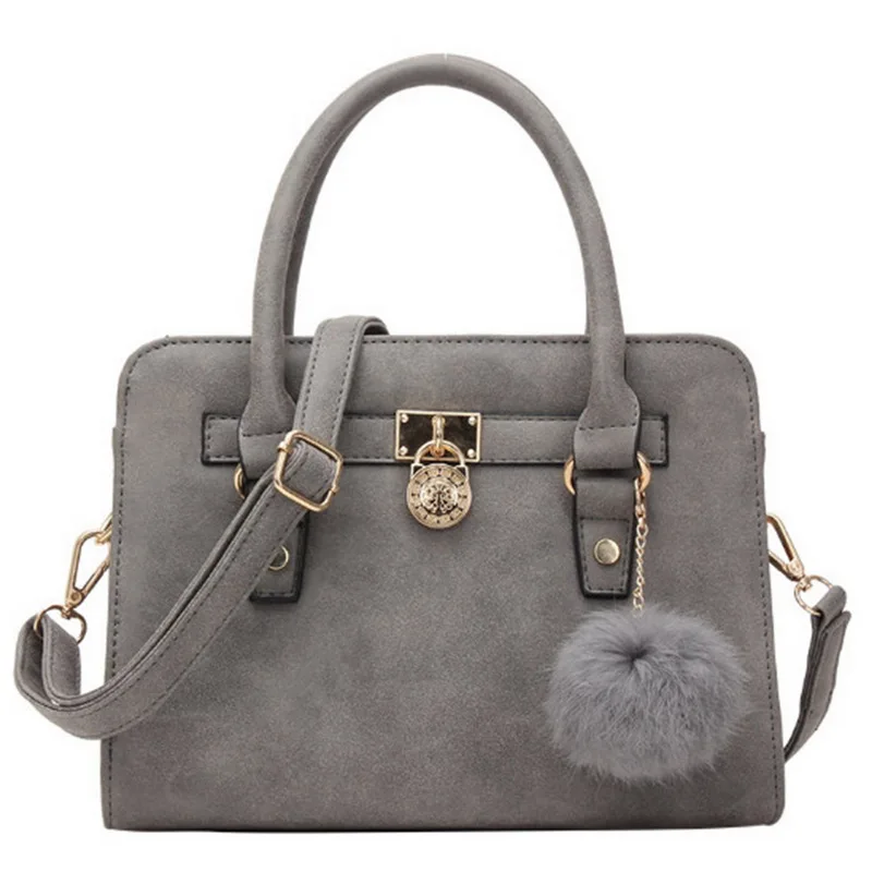 

NIBESSER Elegant Bags For Women 2018 Fur Ball Luxury Handbags Solid Designer Nubuck Leather Shoulder Crossbody Bag Shopper Bag