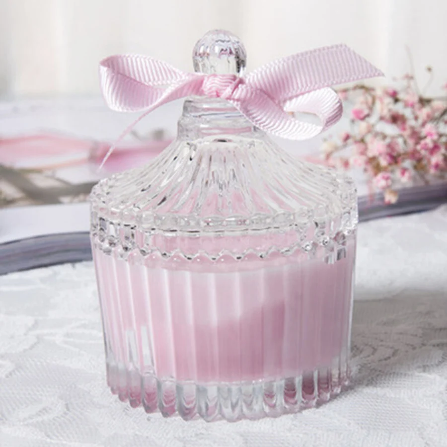 

Beautiful Flower Candle Romantic Lass Container Birthday Candle Wax Scented Candles Bougie Decoratif Wedding Decoration 50LZ026
