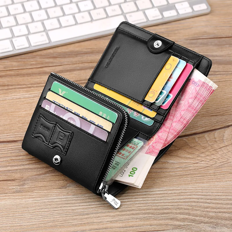 

Williampolo Genuine Leather supreme Men Wallet Trifold Standard Wallet Small Zipper Coin Pocket Purse Cowhide Male Wallets PL297