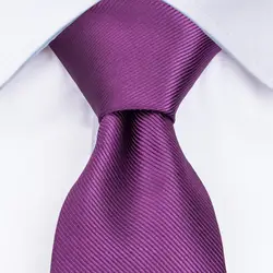 2018 Для Мужчин's галстук, носовой платок, Запонки Комплект 100% Высокое качество шелк жаккард Deep Purple сплошной Галстуки для Для мужчин Бизнес