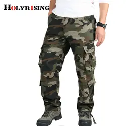 Holyrising мужские свободные камуфляжные брюки Карго повседневные хлопковые брюки с большим количеством карманов Военный стиль Тактические