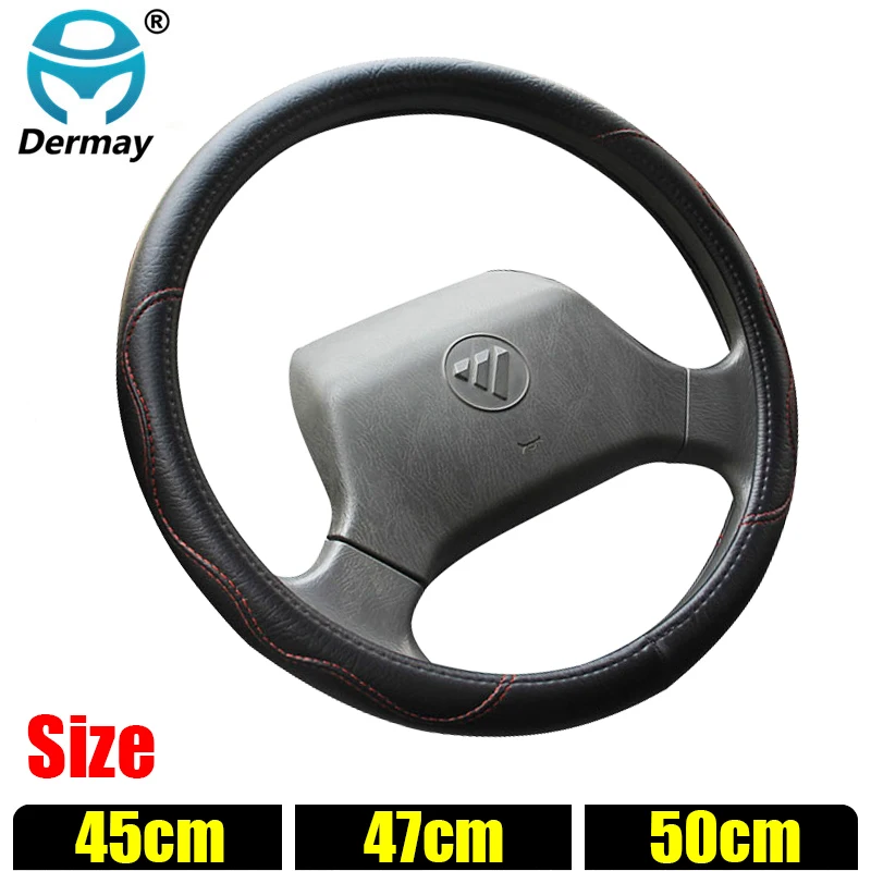 DERMAY Size (45CM 47CM 50CM) Steering Wheel Cover Faux Leather Customized For Car Bus Truck Boat Steering Wheel Factory Sale DERMAY Size (45CM 47CM 50CM) Steering Wheel Cover Faux Leather Customized For Car Bus Truck Boat Steering Wheel Factory Sale