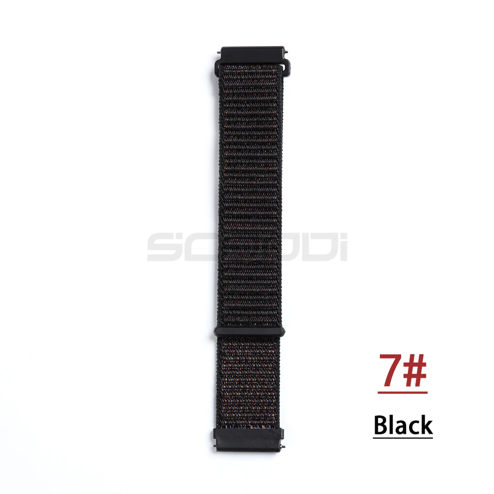 20 мм ремешок для часов для samsung Galaxy Watch Active Band gear спортивный ремешок нейлоновая петля тканый ремешок для samsung Classic S2 ремешок для часов - Цвет: Black