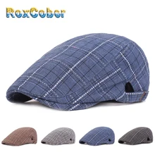 RoxCober клетчатые винтажные береты, шапка для женщин и мужчин, хлопковая плоская кепка, шапка газетчика, кепка s плюща, кепка, шляпа в стиле Гэтсби, peaky blinder hats 155