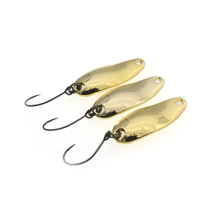 1Pcs Metal Spinner Spoon Fishing Lure Gold Silver Rotating Hard Baits For Trout Pike Peche Feather Treble Hook Tackle
