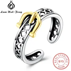 Винтаж 925 серебро Открытые Кольца для Для женщин ремень Дизайн Регулируемый кольцо вечерние S925 Серебряные ювелирные изделия (Лам
