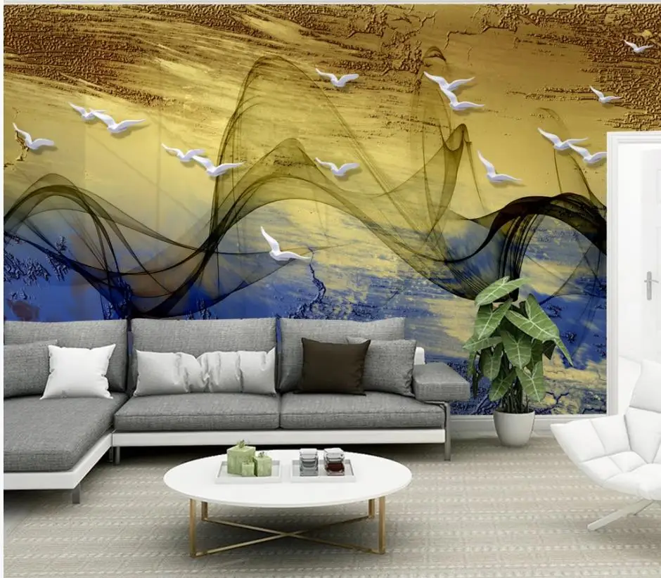 wallpaper for walls 3 d for living room abstract artistic conception abstract lines birds golden mural background wall wallpaper for walls 3 d for living room abstract artistic conception abstract lines birds golden mural background wall