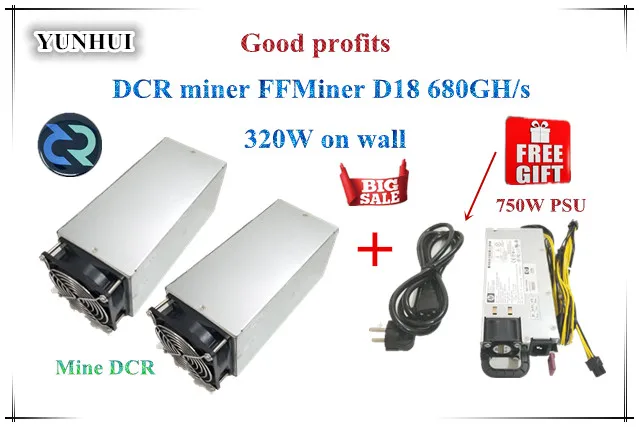 DCR miner FFMiner D18 680GH/S 320W 1 комплект экономичность выше, чем Innosilicon D9 для DCR с БП хорошая прибыль
