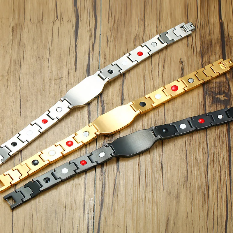 Najtaniej Vinterly czarna bransoletka magnetyczna mężczyźni łańcuch ręczny ze stali nierdzewnej masoński Punk ID bransoletki z włókna węglowego magnes bransoletki zdrowotne