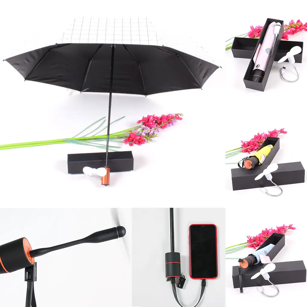 2000 мА · ч зарядный зонтик USB Мощность банк Вентилятор зонтик с Электрический вентилятор охлаждения летом вниз зонтик с УФ-защитой солнцезащитный крем B1