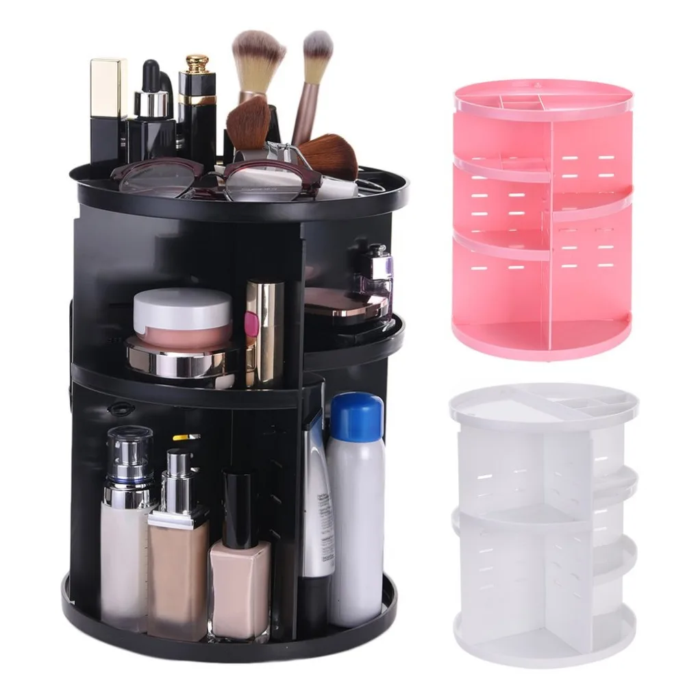 

OUTAD Plastic Cosmetic Organizer Makeup Storage Box 360 Degree Rotation Lipstick Jewelry Display Stand Holder Nail Polish Rack