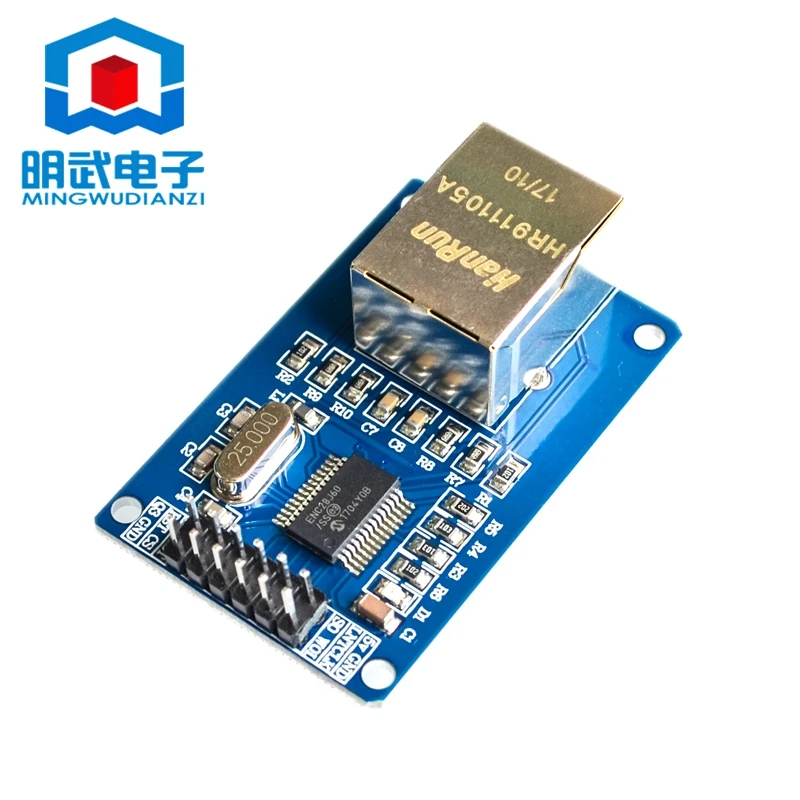 

ENC28J60 LAN Ethernet Network Board Module 25MHZ Crystal AVR 51 LPC STM32 3.3V