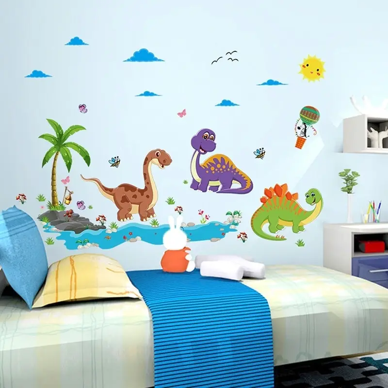 Us 0 77 84 Off 60 90cm Cartoon Dinosaur Wall Stickers For Kids Room Home Decor Wall Children Decalsbaby Bedroom Mural Art Poster In Wall Stickers