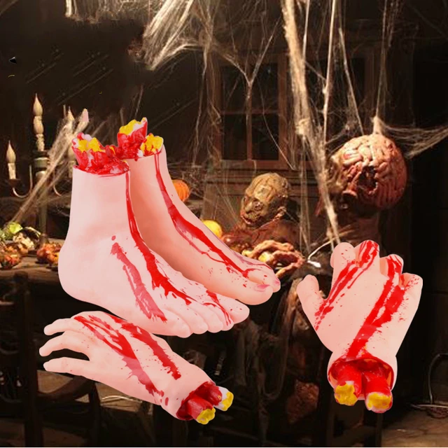 party tool halloween horror props bloody hand haunted house party decoration scary faked human arm finger