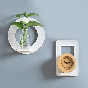 

Round Square Storage Rack Shelf Holder Wall Hanging Creative Decoration Organizer For Home Bedroom Living Room Decor