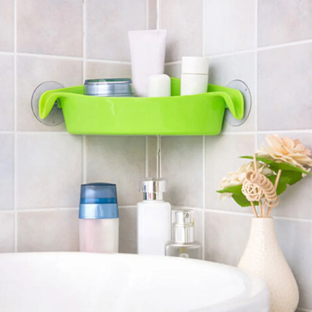 

Home Bathroom Corner Shelf Suction Rack Organizer Cup Storage Shower Wall Basket W620