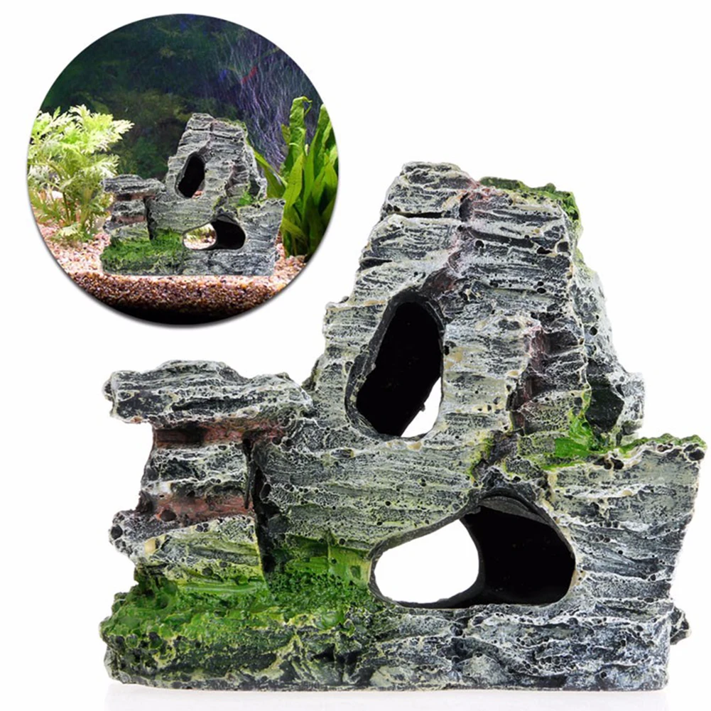 Аквариум с видом на горы Орнамент Дерево скальная пещера камень украшение для аквариума