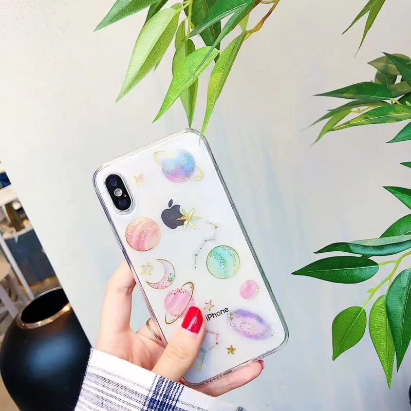 Для Huawei P8 P9 P10 P20 Lite Plus 2017 mate 10 pro night sky Planet Moon Saturn star Блестящий эпоксидный мягкий