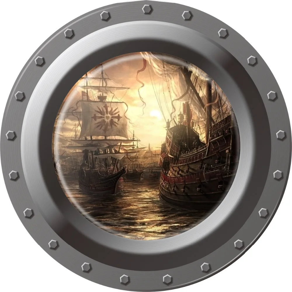 3d Ocean View Window Submarine Wall Stickers Decals Porthole Graphics Sea Portal Peel Stick Sea Cruise Art Kids Room Decorations
