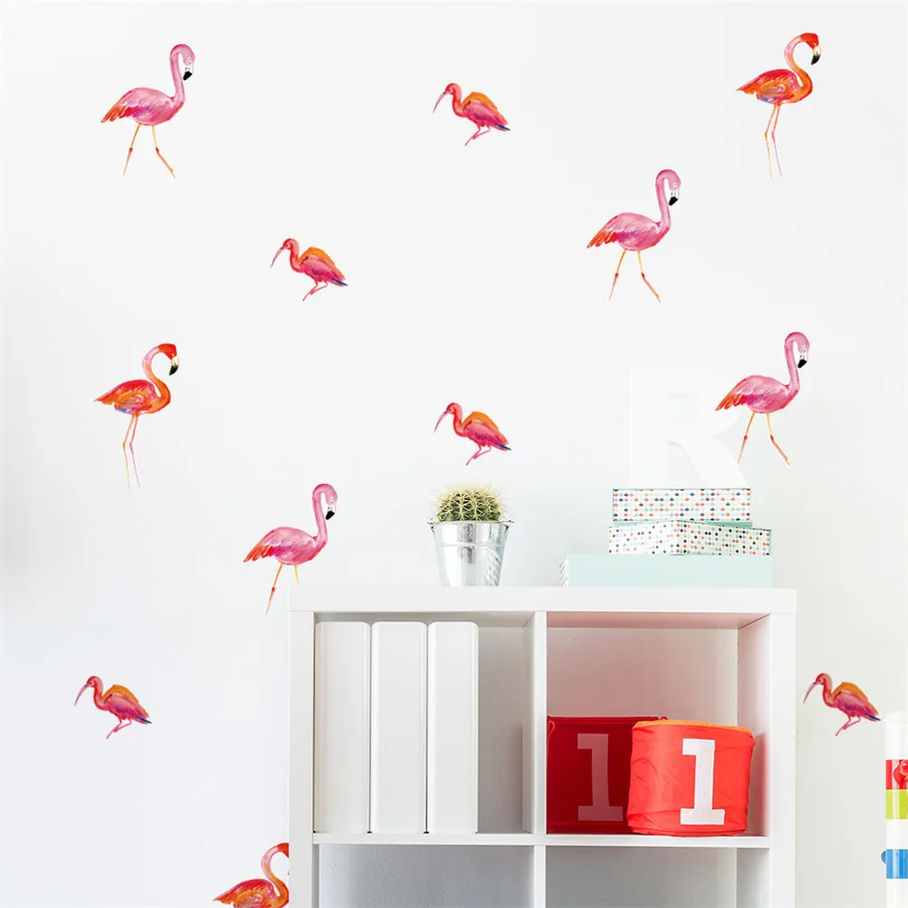 6sheet=24pcs DIY Art Vinyl Design Home Decor Mini Bird Flamingo Wall Stickers For Kids Rooms