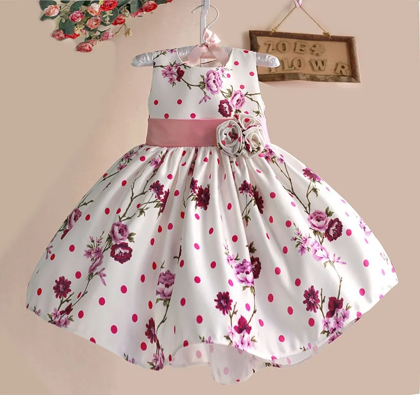 Новое нарядное платье для девочек, шелковые Детские платья с розами для девочек на день рождения, свадьбу, торжественная одежда для малышей