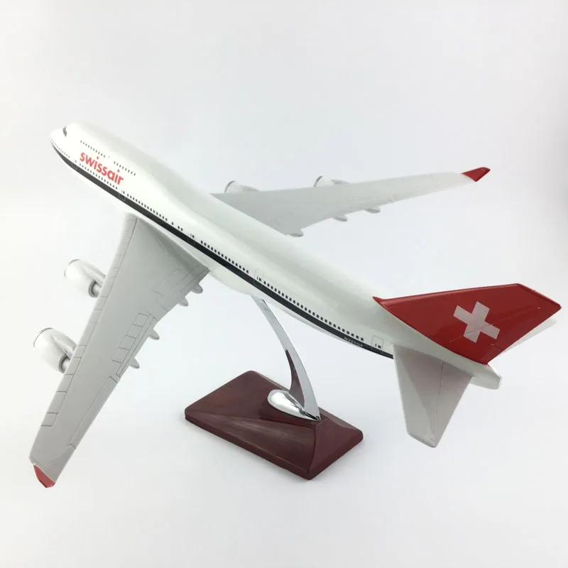 SWISSAIR авиалайнеров 45 см BOEING 747 SWISSAIR AIRLINES модель самолета игрушки для детей подарки на день рождения O