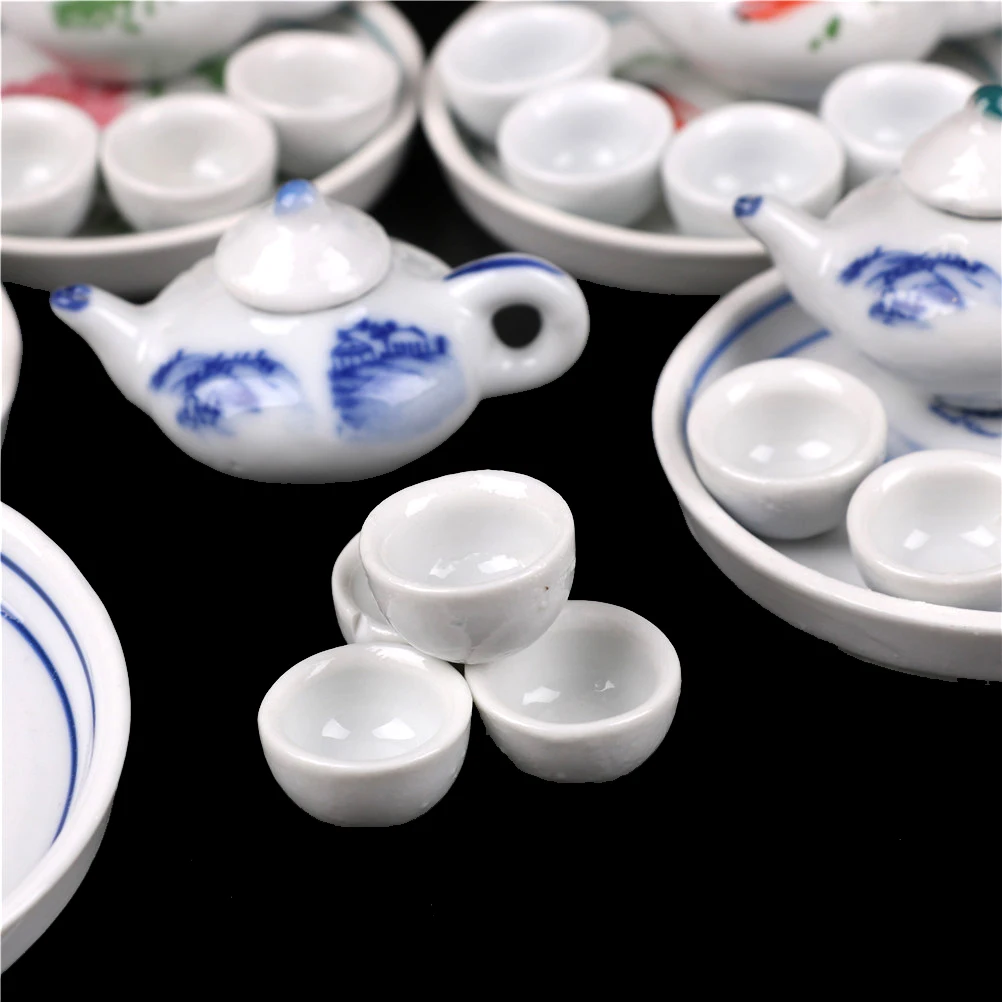 6 шт. фарфоровый чайный набор с цветочным принтом|plates miniature|dollhouse platedollhouse miniatures plates