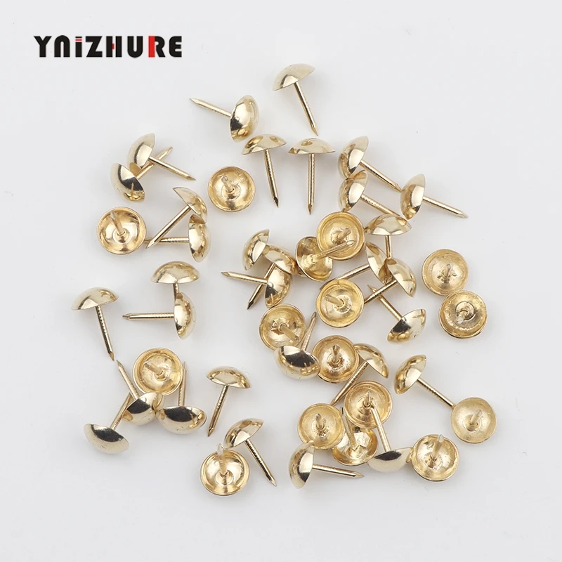 

100Pcs Iron 9mm Gold Upholstery Nail Jewelry Gift Box Sofa Decorative Upholstery Nails For Furniture Tacks Pushpins