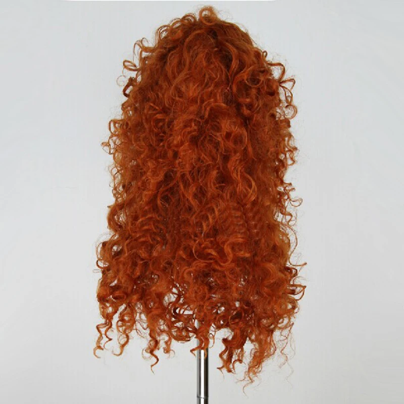  Movie Brave Princess Merida Cosplay Costumes Mei lida Long Curly Synthetic Wigs Hair Halloween Part