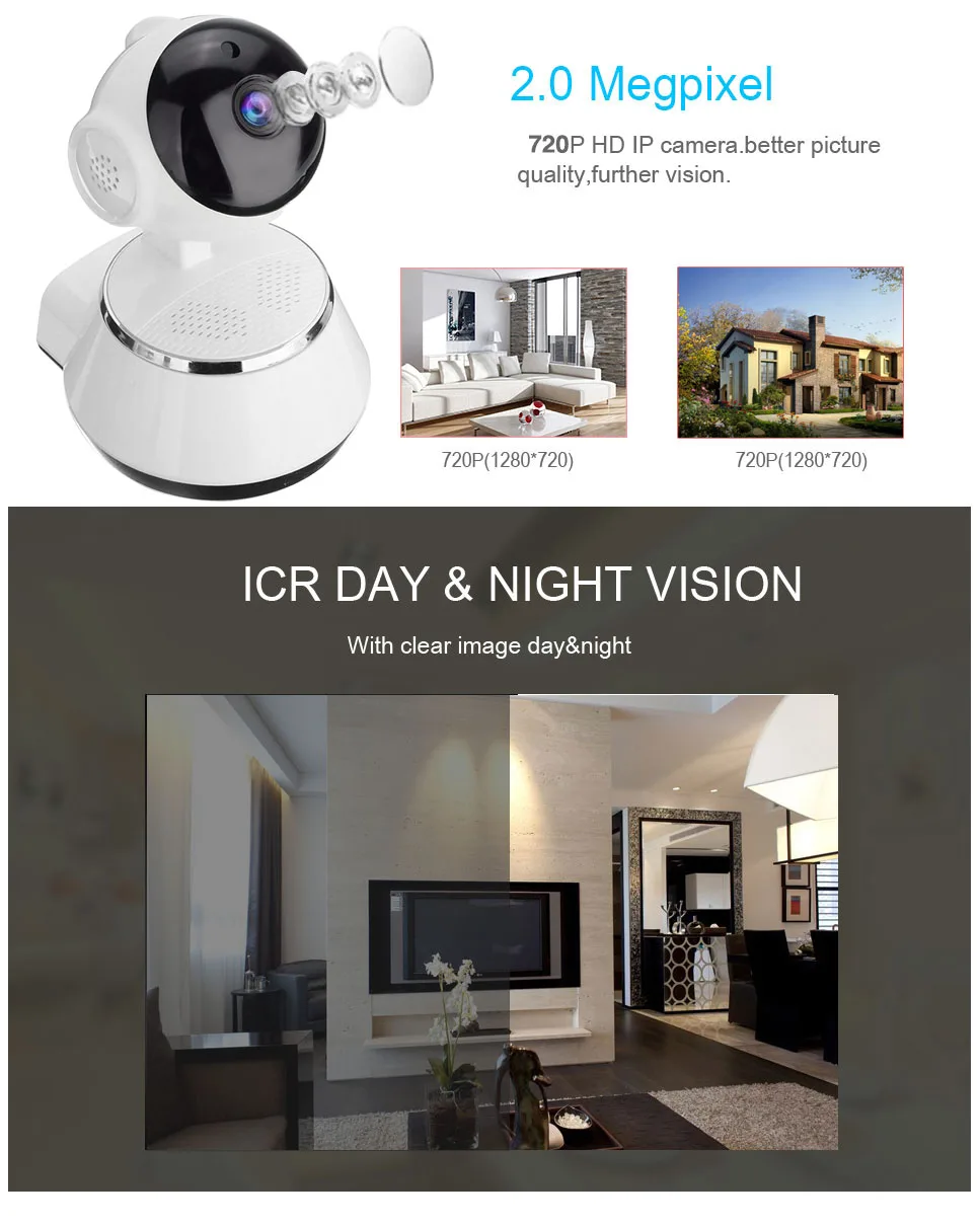 720P HD 1MP Camera ip IR Cut IP Camera PanTilt Wireless Surveillance CCTV Camera CMOS Home Security Babby Monitor (7)