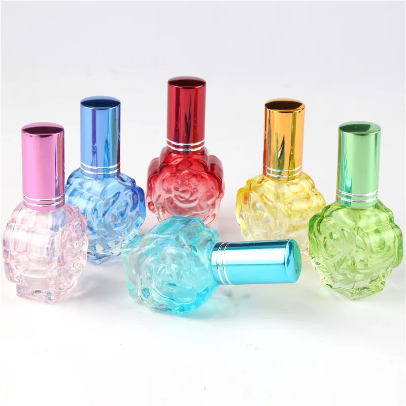 10ml Colorfull Glass Women Perfume Bottle Refillable Empty Cosmetic Water Spray Bottle oblate