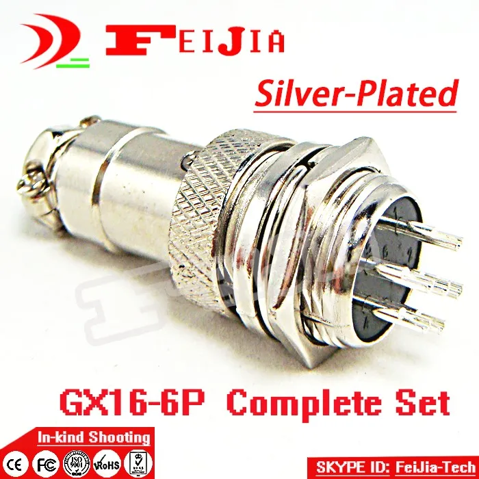 

5set/pack 6 Pin 16mm [Silver-plated] Wire Panel Connector kit GX16-6P Socket+Plug,RS765 Aviation plug interface Free Shopping