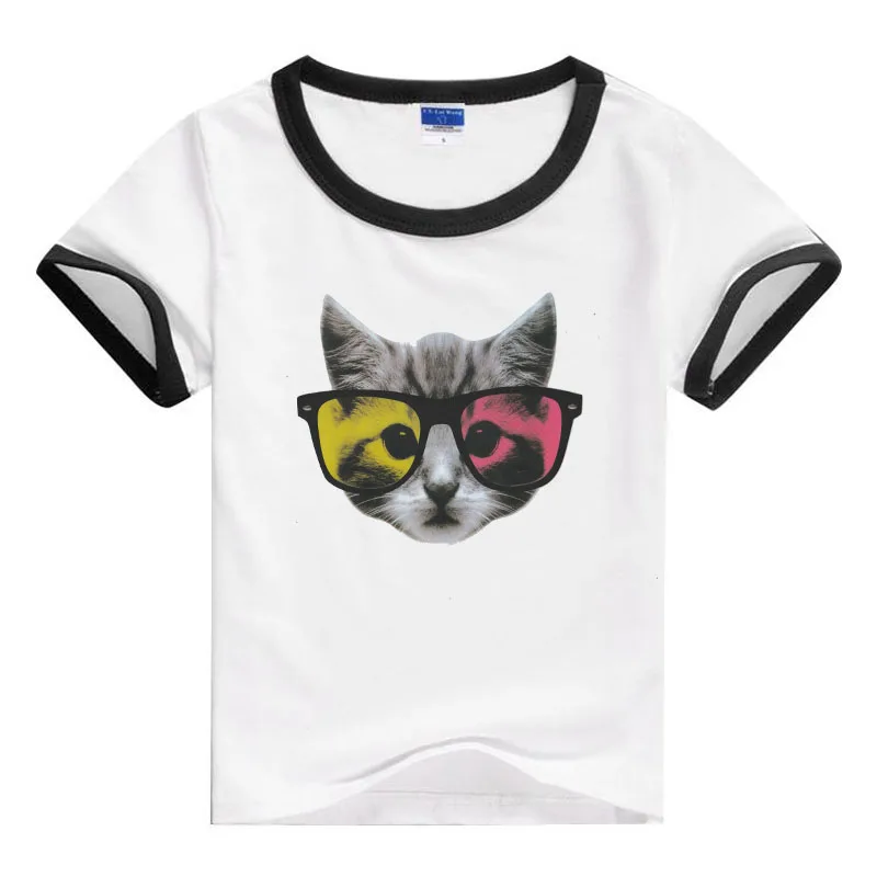 Girl tops tees t shirts cat boys summer cartoon The cat children