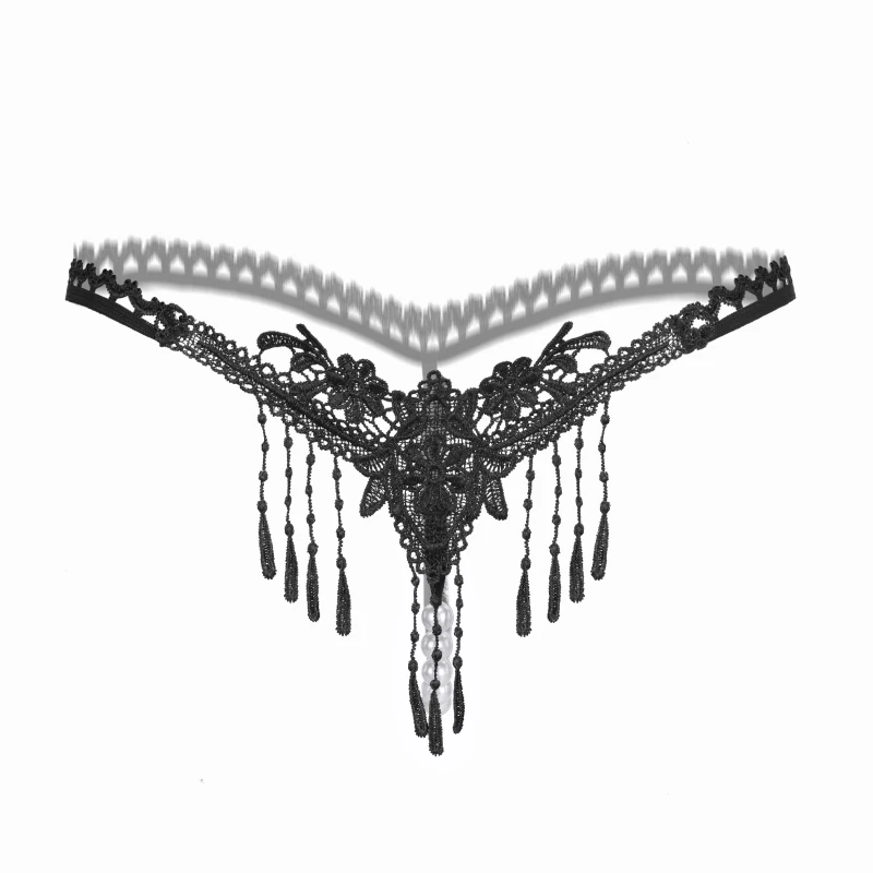 

Underwear Women G string Sexy Crotchless String Lingerie Tassel Pearl Thong Seamless Briefs Transparent Lady's Panties Soft Thin