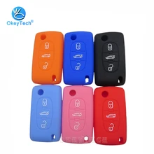 OkeyTech 3 кнопки дистанционного флип складной Автомобильный ключ чехол силиконовый чехол брелок резиновые плотно облегающие защиты для PEUGEOT 407 307 308 607 для Citroen C4 C5