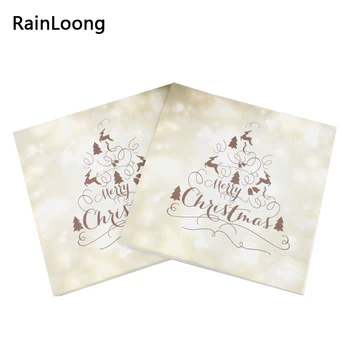 

[RainLoong] Merry Christmas Napkins Festive & Party Supplies Tissue Paper Napkins Decoration Servilleta 33*33cm 5packs