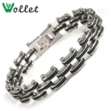 Wollet Ювелирные изделия 316L нержавеющей стальной магнитный браслет для мужчин байкер велосипед мотоцикл цепной браслет панк черный серебряный цвет