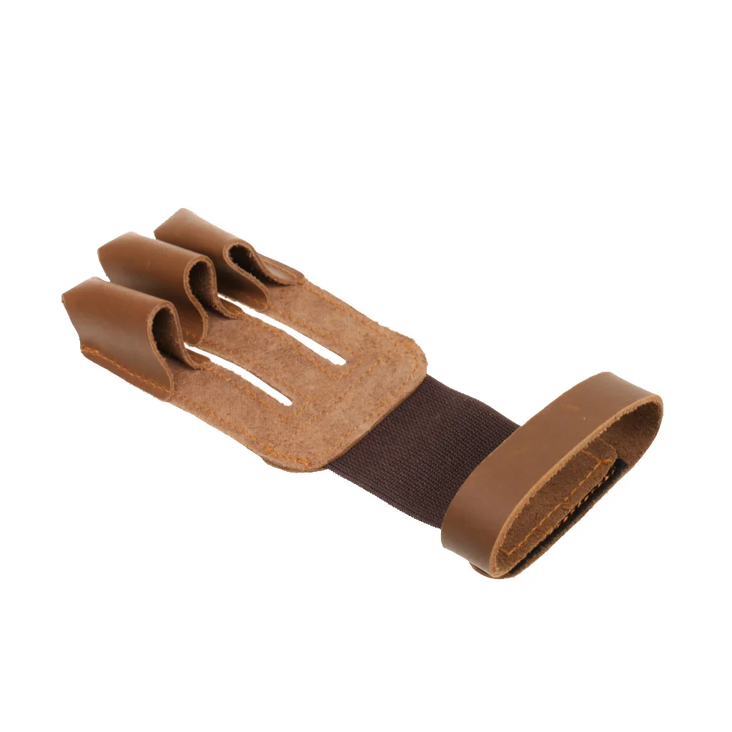 Cow Leather Archery  3 Fingers Glove For Hunting Archery Finger Hand Protector Guard 19 x 6.8 cm