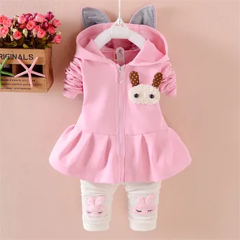 

BibiCola 2018 baby girls clothes sets spring hooded coat + pants sets infant bebe clothing suit cartoon toddler girls tracksuit