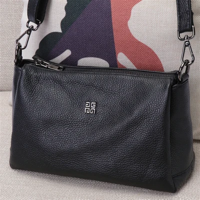 Кожаная женская сумка Новая модная сумка через плечо женская мягкая кожаная простая сумка женская сумка - Цвет: Черный