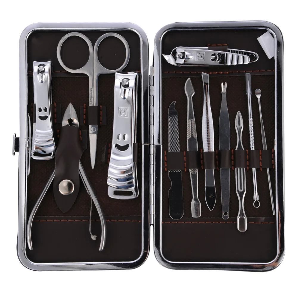 12pcs Portable Manicure Set Stainless Steel Pedicure Scissor Nail File Knife font b Ear b font
